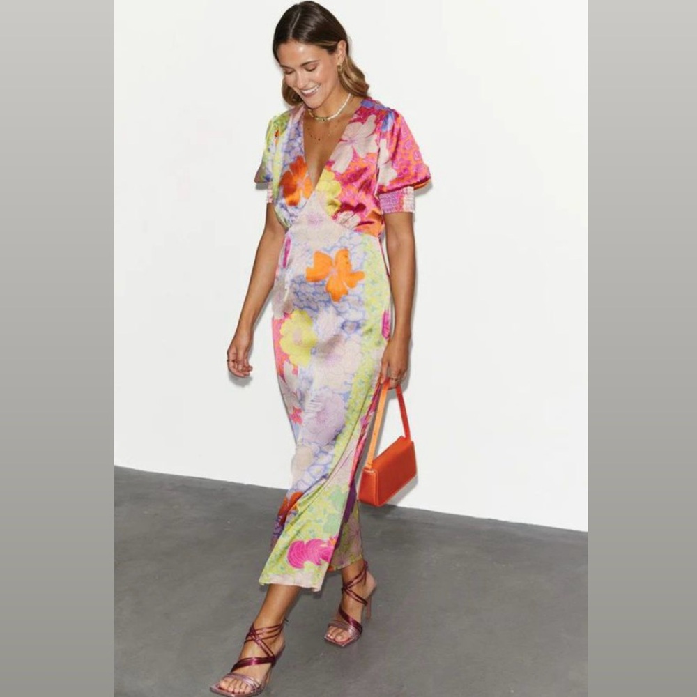 NWT Never Fully Dressed Puff Sleeve Floral Print Maxi Dress